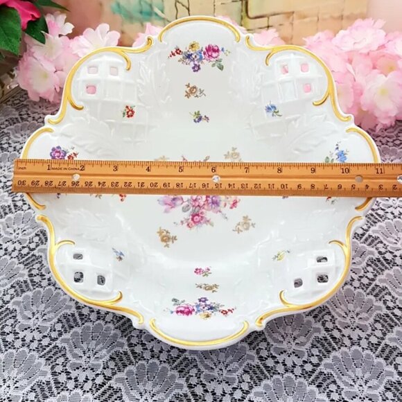 Reichenbach Porcelain Large Footed Serving Bowl Fruit Centerpiece Bowl Germany - Picture 4 of 9
